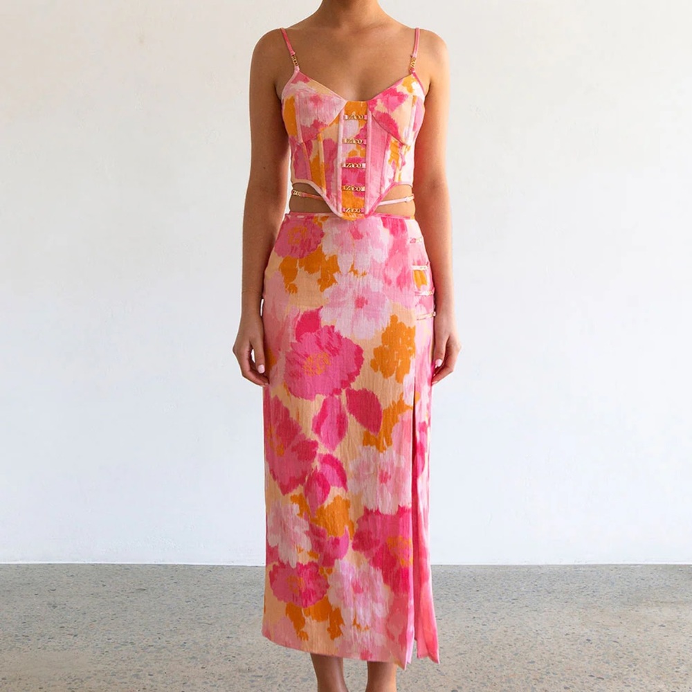 Sabo Skirt Zaco Serralina Midi Skirt Pink Gerbera Medium